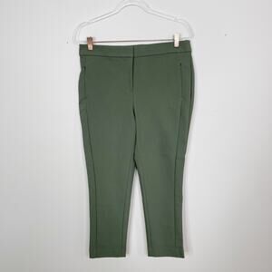 New LOFT Size 10P Olive Green High Waist Crop Pants Spring Petite Cotton Stretch